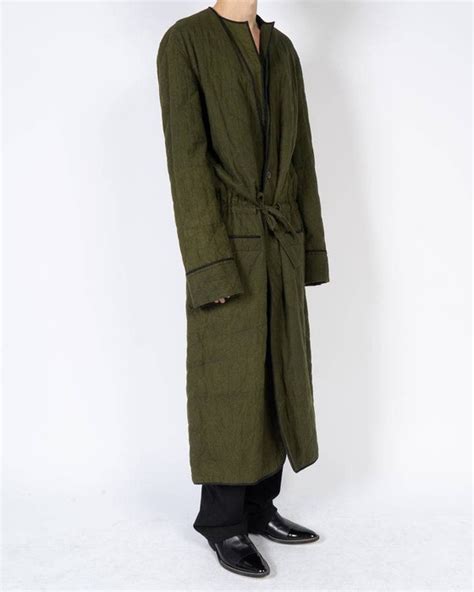 Haider Ackermann Fw Khaki Gardone Quilted Long Coat Grailed