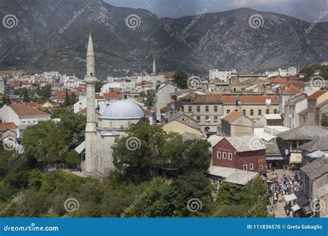 View From The Top Of The City Of Mostar Editorial Image Image Of