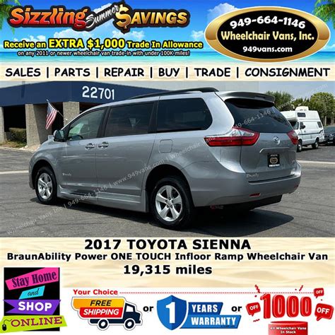 For Sale Used 2017 Toyota Sienna BraunAbility Power ONE TOUCH Fold