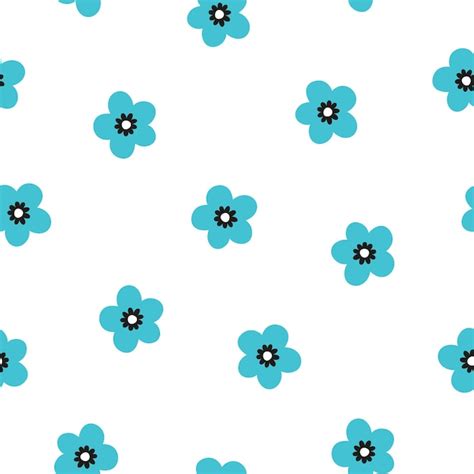 Premium Vector Seamless Pattern With Blue Flowers