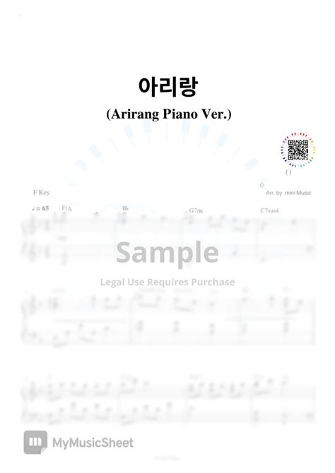 Korea Traditional Music 아리랑 Arirang Piano Ver Sheets By Mini Music