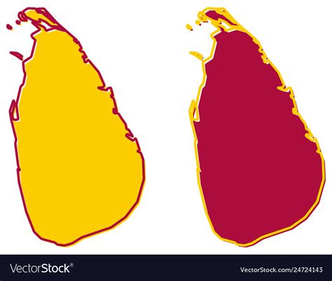 Simplified Map Of Sri Lanka Ceylon Outline Fill Vector Image