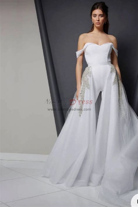 2023 White Wedding Jumpsuit With Train Bridal Jumpsuit Bridal Shower