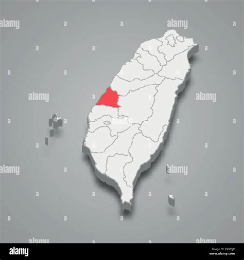 Changhua County Division Highlighted In Red On A Grey Taiwan D Map