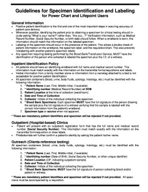 Fillable Online Guidelines For Specimen Identification And Labeling Fax