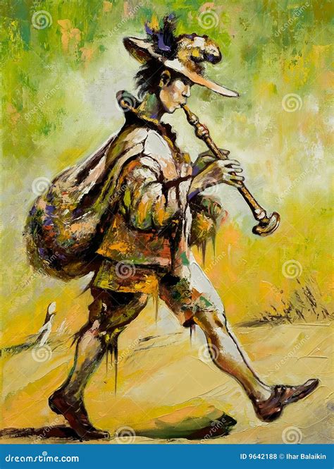 Wandering Troubadour Plays A Pipe Stock Photography | CartoonDealer.com ...