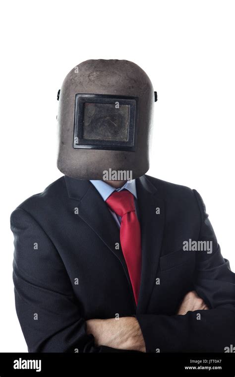 Business Man Wearing A Welding Mask Stock Photo Alamy