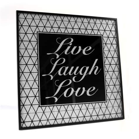 Wandbild Mit Bilderrahmen Live Laugh Love Silber Glitzer Wall Art De