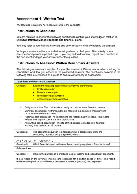 Bsbfim A Sample Assessment Assessor Guide Assessment Written