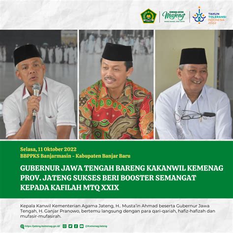 Gubernur Jawa Tengah Bareng Kakanwil Kemenag Prov Jateng Sukses Beri