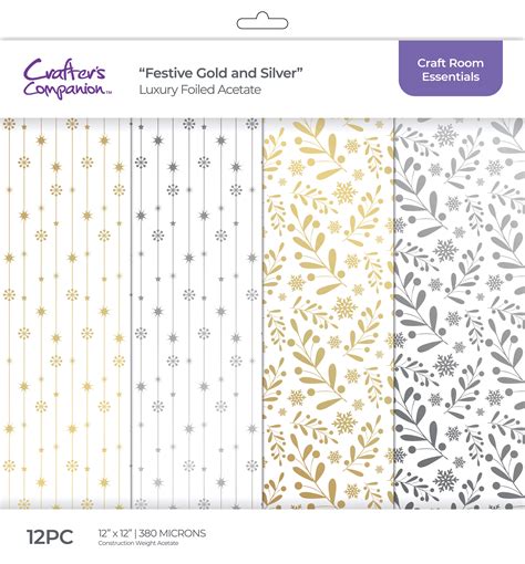 Crafter S Companion Luxury Foiled Acetate Pack Festive Gold And Silver 195094093752