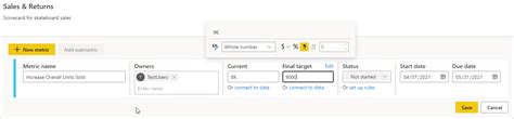 Using Power Bi Scorecards And Metrics Visuals