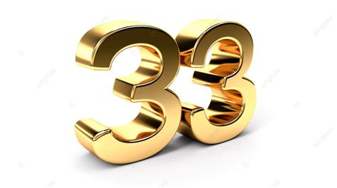 Shiny 3d Gold Number 33 On Isolated White Background 3d Gold Elegant