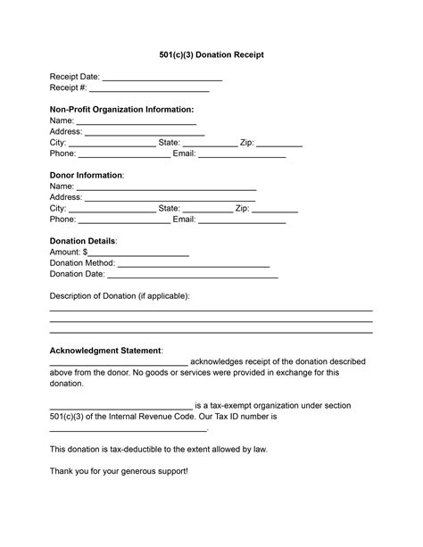 C Donation Receipt Fill Out Printable Pdf Forms