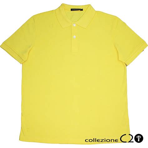 Collezione C2 Pcmt1k044 Yellow Plain Pique Pique Polo Shirt Men Regular Fit Key Logo Filipino