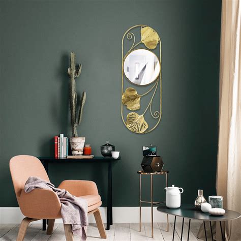 Wobythan Metal Leaf Wall Mirror Fade Resistant Artistic Modern