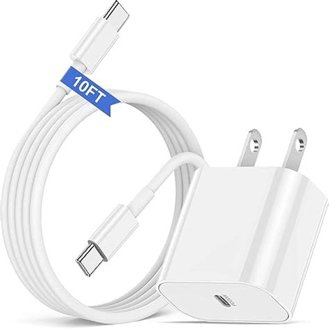 Iphone 15 Charger 20w Usb C Fast Charging Block And 10ft Type C To C Cable Cord Long For Apple