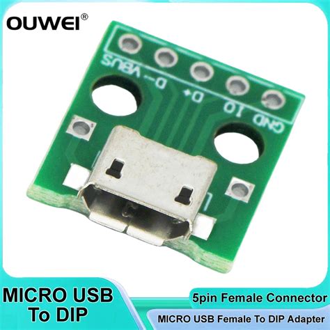 10pcs Micro Usb To Dip Adapter 5pin Female Connector B Type Pcb Converter Pinboard 2 54