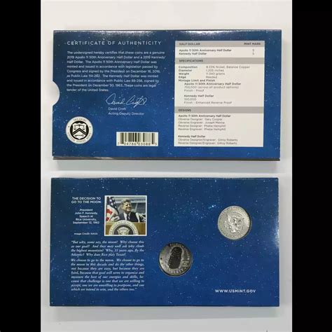 S Apollo Half Dollar Set W Us Mint Ogp Enhanced Reverse Proof