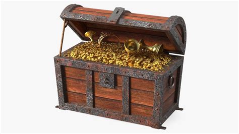 Old Treasure Chest Open 3D Model 39 3ds Blend C4d Fbx Max Ma