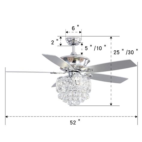 52 Inch LED Ceiling Fan 5 Blades Crystal Chandelier – Living and Home