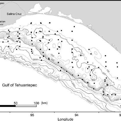 Location map of the Gulf of Tehuantepec and topographic gap in the ...