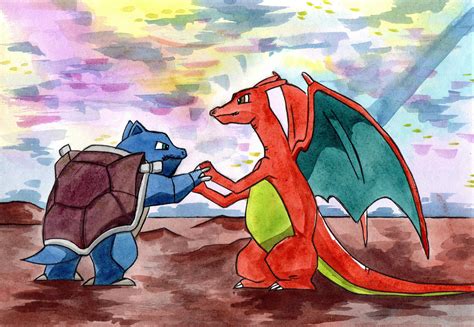 Charizard versus Blastoise by Rikkimaru129 on DeviantArt