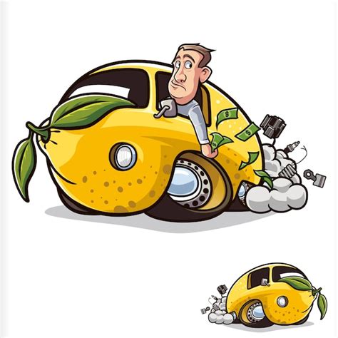 Premium Vector | Lemon car broken car sad cartoon