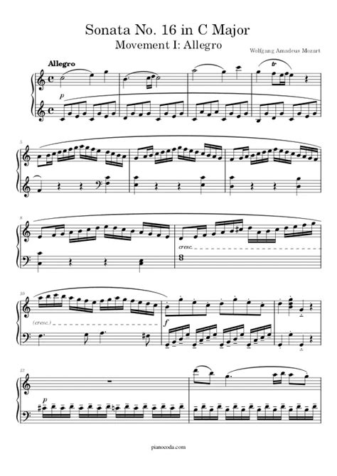 Sonata No 16 In C Major K 545 Free Sheet Music