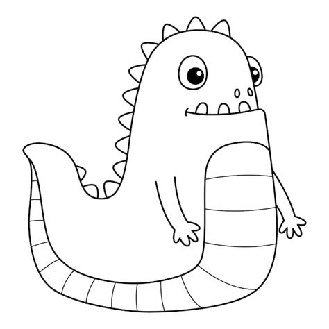 Premium Vector | Monster Crocodile Coloring Page for Kids