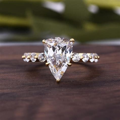 Ct Trilliant Cut Colorless Moissanite Wedding Ring Kt Yellow