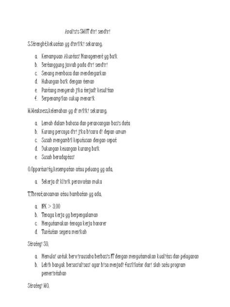 Contoh Analisis Swot Diri Sendiri Sebagai Mahasiswa Baru Berbagai Contoh