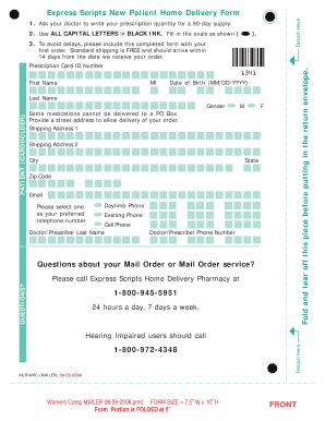 Express Scripts Home Delivery Order Form Fill Out And Sign Printable