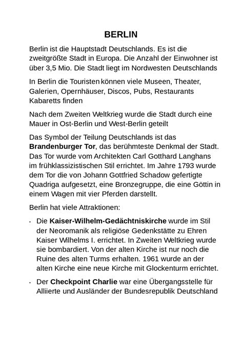 Testo in Tedesco su Berlino | Guide, Progetti e Ricerche di Tedesco