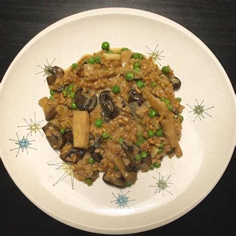 Farrotto Recipe With Mushroom Peas And Spring Onions