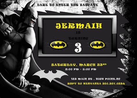 Batman Invitation Batman Birthday Invitation Batman Batman Card