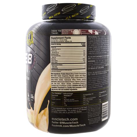 Muscletech Phase 8 Hour Protein Vanilla 4 4 Lbs