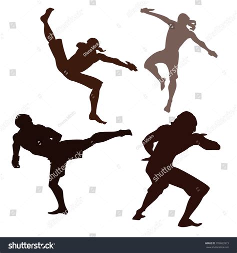 Self Defense Battle Vector Silhouette Illustration Stock Vector ...