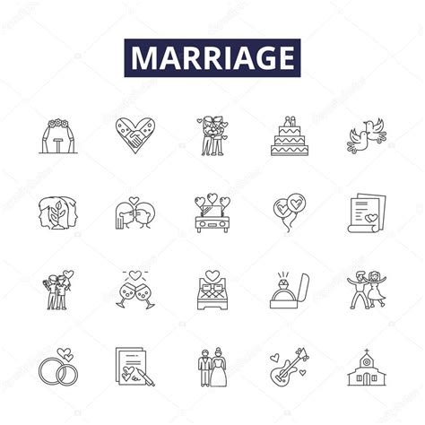 Matrimonio L Nea Vectorial Iconos Y Signos Nupciales Wedlock