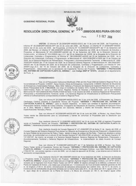 PDF RESOLUCION DIRECTORAL GENERAL De La Obra Metrado Y