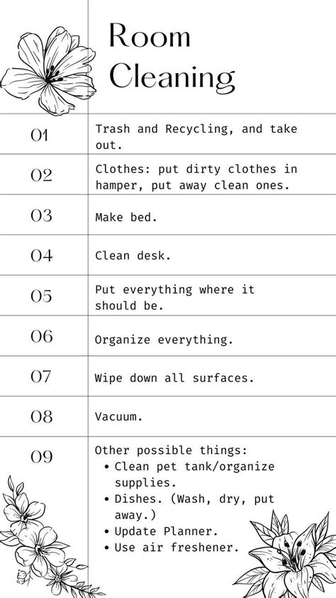 Room Cleaning Checklist in 2024 | Clean room checklist, Room cleaning tips, Deep cleaning checklist