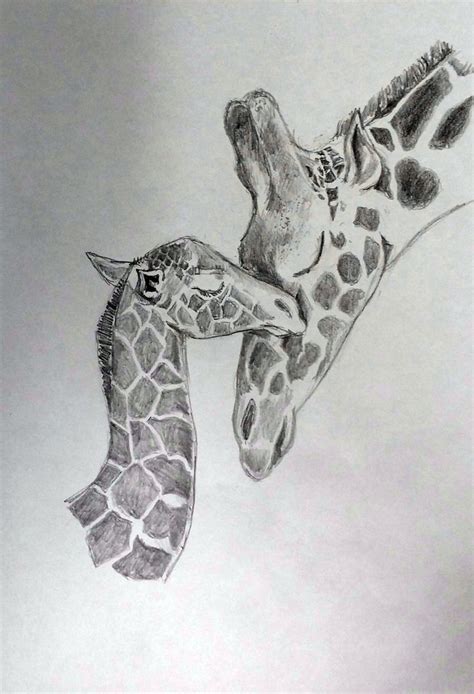 Giraffe Baby And Mom Drawing 10-15-14 Ver 2 by delenntoo on DeviantArt