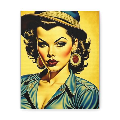 Canvas Gallery Wraps Beautiful Pinup Wall Art Vintage Art Retro Wall Decor Sexy Retro Pinup