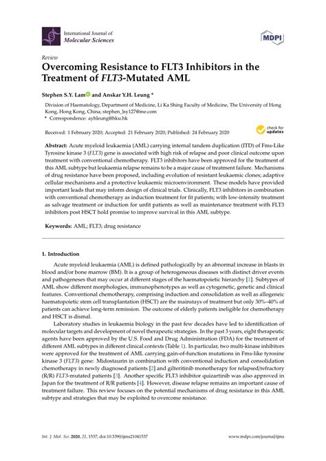 (PDF) Overcoming Resistance to FLT3 Inhibitors in the Treatment of FLT3 ...