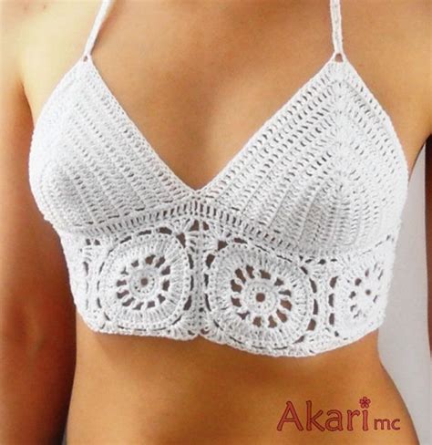 Crochet White Crop Top Halter Open Back Cotton By Akarimc