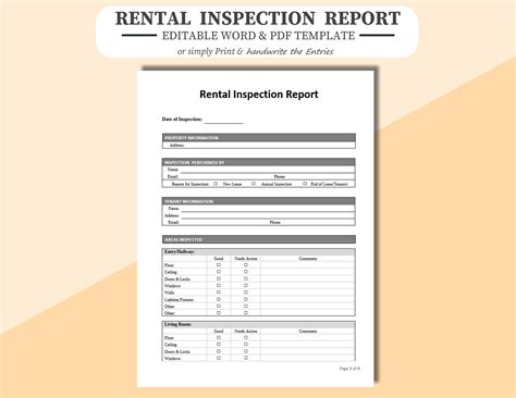 Rental Inspection Report Form: Editable PDF & Word Template - Etsy