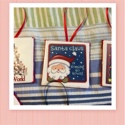 SANTA CLAUS IS COMING TO TOWN Santa Face Ceramic Tile Ornament ...