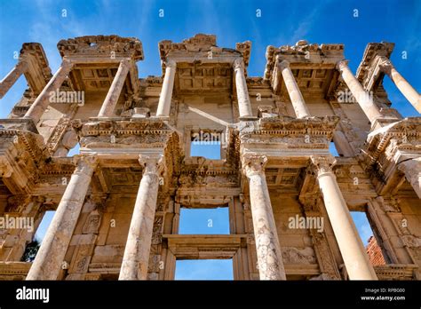 Library Of Celsus In Ephesus Sel Uk Izmir Province Turkey Stock