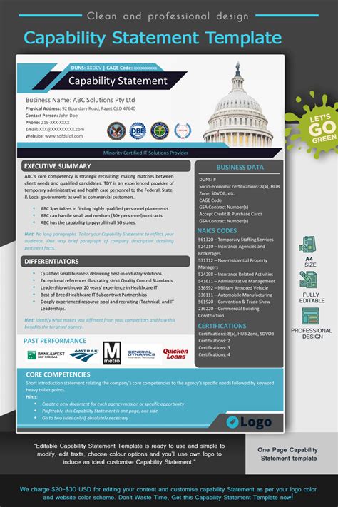 Business Capability Statement Template Capability Statement Lab