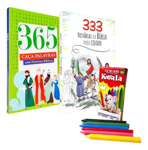 Kit Infantil 365 Caça Palavra Bíblico E 333 História Colorir R 30 em